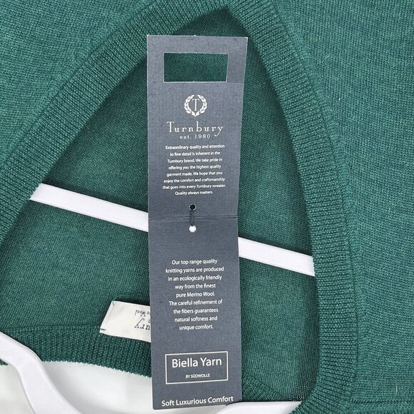 Turnbury Merino Wool Sweater 3XT NWT Green V-Neck Classic Preppy Soft Luxe Mens - Picture 6 of 9